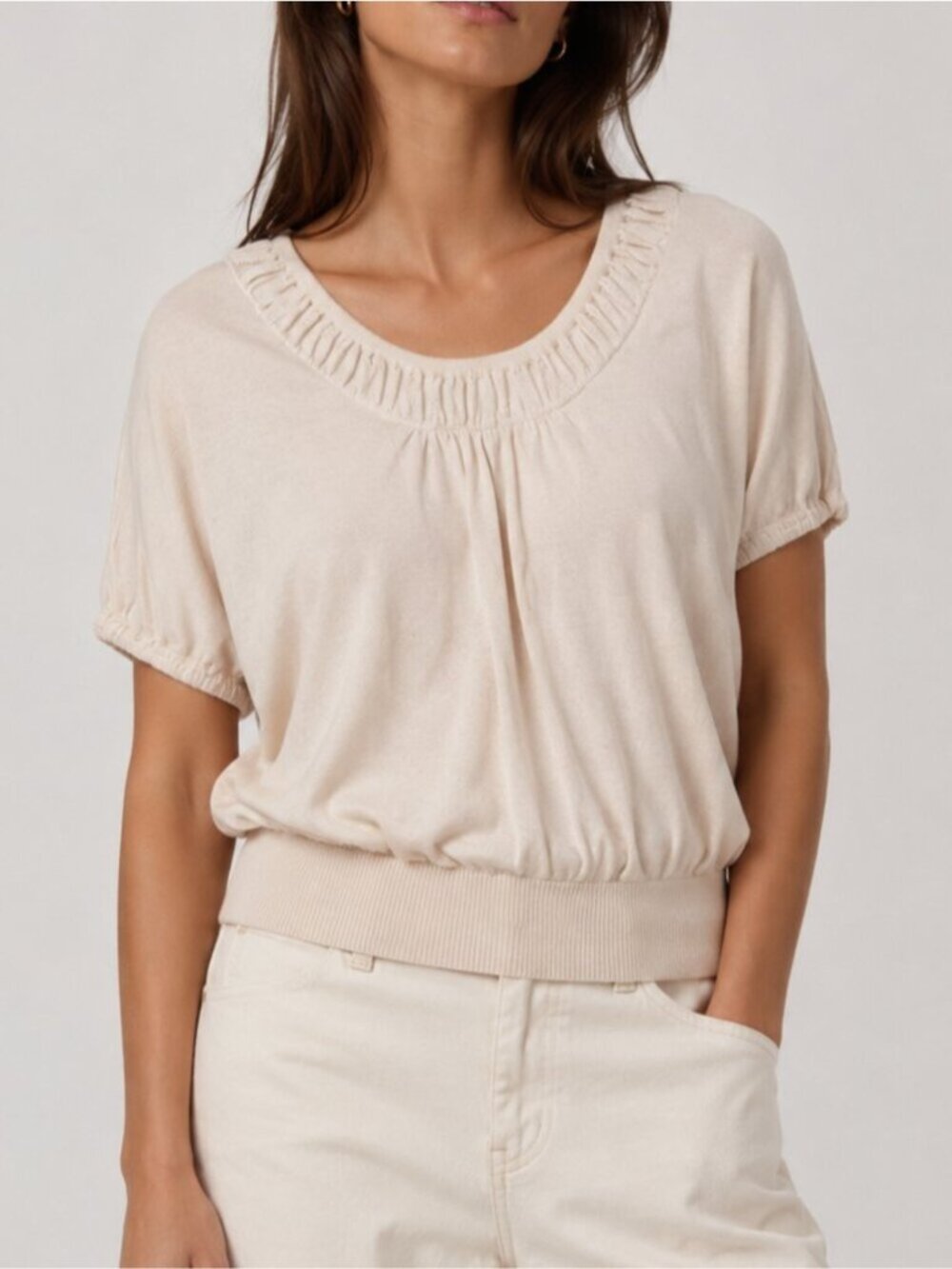 Anthropologie Moth Cream Knit Top